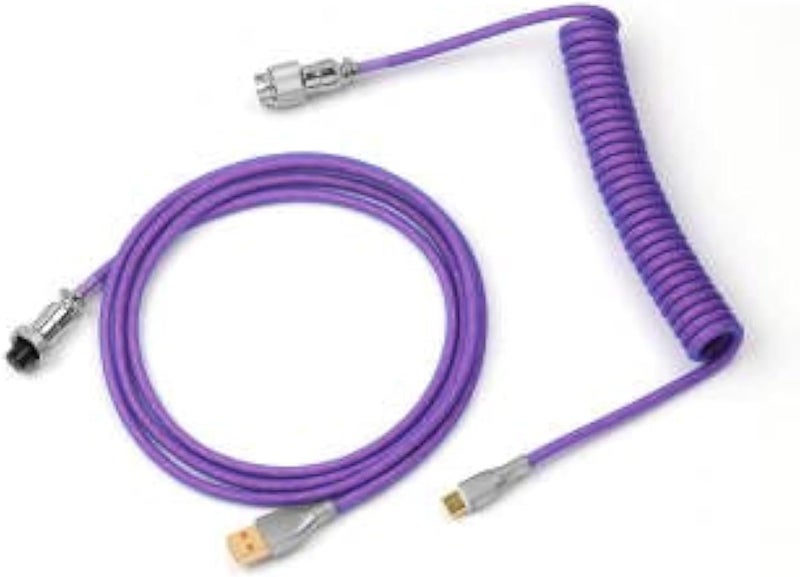 EPOMAKER Mix 1.8m Coiled Type-C to USB A TPU Mechanical Keyboard Space Cable with Detachable Aviator Connector for Gaming Keyboard and Cellphone(Purple) - Image 1